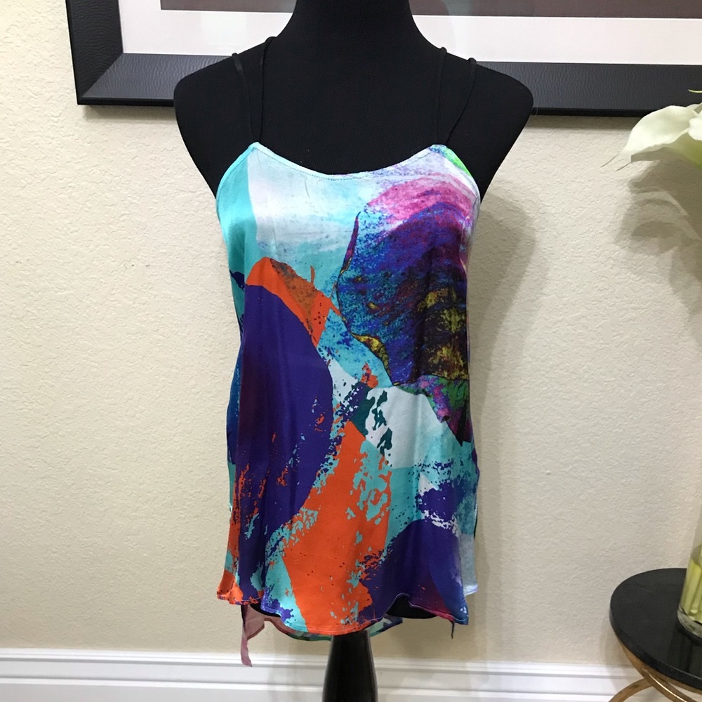 Aryn K Double Strap High-Low Silk Top